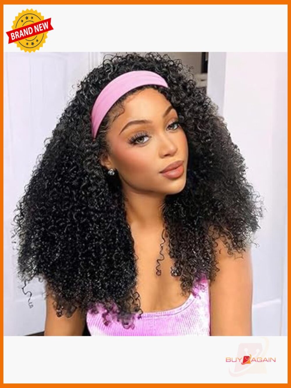 200 Density Curly Deep Wave Human Hair Headband Wig Glueless Wear & Go 22 Inch